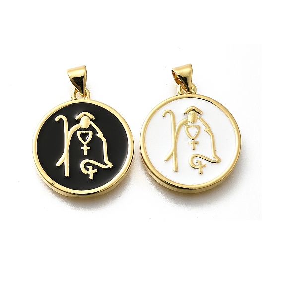 Латунь эмаль подвески, без кадмия и без свинца, долговечный, плоский круглый с амулетом священника, стойки покрытие, реальный 18 k позолоченный
