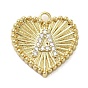 Brass Cubic Zirconia Pendents, Long-Lasting Plated, Heart without Letter A