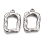 304 Stainless Steel Open Back Bezel Pendants, For DIY UV Resin, Epoxy Resin, Pressed Flower Jewelry, Rectangle