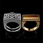 2Pcs 2 Style Rectangle with Skull Couples Matching Finger Rings, Alloy Gothic Trendy Promise Jewelry for Best Friend Lovers