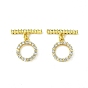 Rack Plating Eco-Friendly Brass Pave Clear Cubic Zirconia Toggle Claps, Long-Lasting Plated, Lead Free & Cadmium Free, Ring