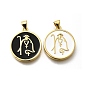 Латунь эмаль подвески, без кадмия и без свинца, долговечный, плоский круглый с амулетом священника, стойки покрытие, реальный 18 k позолоченный