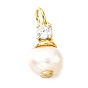 Латунный микропаве прозрачный кубический цирконий с натуральными жемчужными подвесками, круглые подвески, без свинца и без кадмия, стойки покрытие, долговечный, с целью перехода в кольце