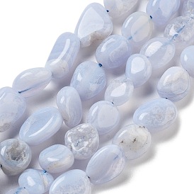 Natural Blue Lace Agate Beads Strands, Nuggets, Tumbled Stone