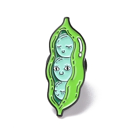 Peas with Smiling Face Enamel Pin, Cartoon Alloy Badge for Backpack Clothes, Electrophoresis Black