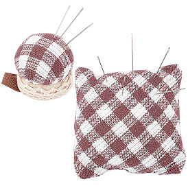 Gorgecraft 1Set Polyester Square and Ring Shaped Cotton Needle Cushion, Needle Holder Pillow, Sewing Tools, Grid Pattern