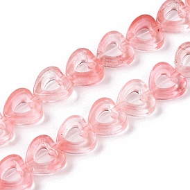 Cherry Quartz Glass Beads Strands, Hollow Heart