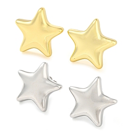 Rack Plating Brass Star Stud Earrings, Long-Lasting Plated, Cadmium Free & Lead Free