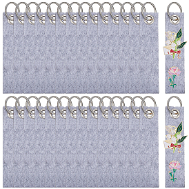 30Pcs Non-Woven Fabric Keychains, Rectangle, with Alloy Split Key Ring, Platinum