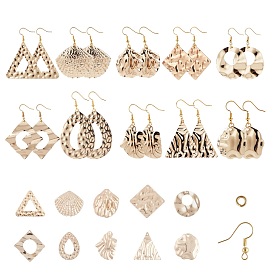SUNNYCLUE DIY Earring Making Kits, with Eco-Friendly Iron Pendants, Brass Earring Hooks and 304 Stainless Steel Jump Rings, Mixed Shapes