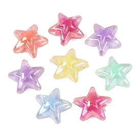 Transparent Plastic Beads, Bead in Bead, Star, AB Color Plated