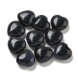 Synthetic Blue Goldstone Beads, Half Drilled, Heart