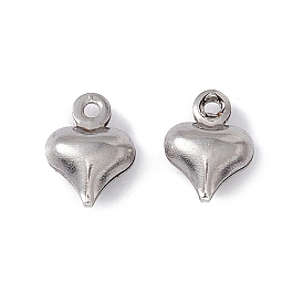 304 Stainless Steel Charms, Puffed Heart Charms