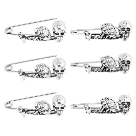 6 шт. брошь из цинкового сплава в виде скелета на Хэллоуин, для рюкзака с одеждой