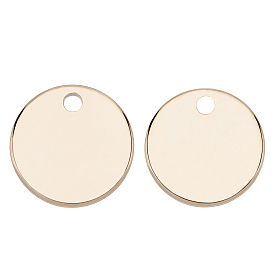 Brass Charms, Long-Lasting Plated, Nickel Free, Flat Round