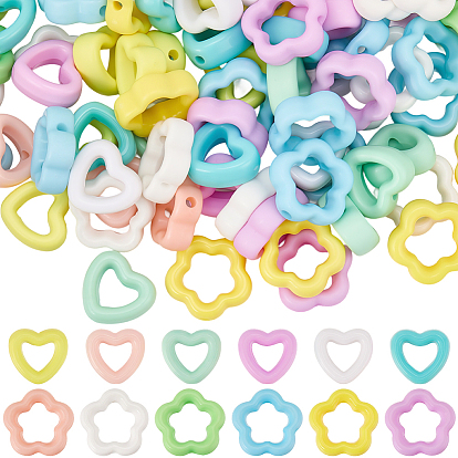 100шт 2 стили акриловая бусина рамка, Сердце & цветок