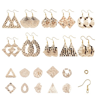 Kits de fabrication de boucles d'oreilles bricolage, avec des pendentifs en fer écologiques, crochets de boucle d'oreille en laiton et anneaux de saut en acier inoxydable 304, formes mixtes