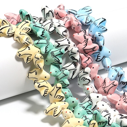 5шт. фарфоровые бусины ручной работы, пастельный фарфор, голубь