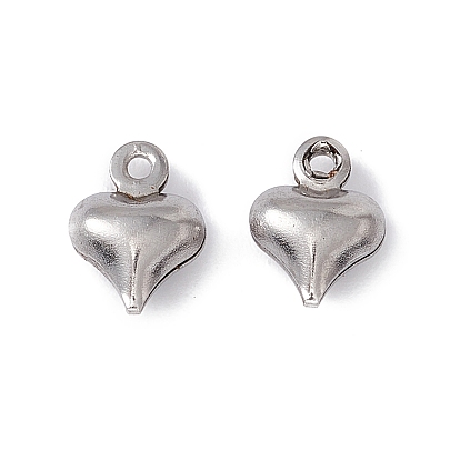 304 charmes en acier inoxydable, breloques coeur soufflé