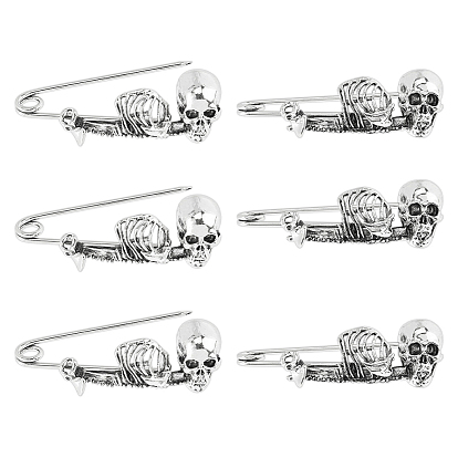 6 шт. брошь из цинкового сплава в виде скелета на Хэллоуин, для рюкзака с одеждой
