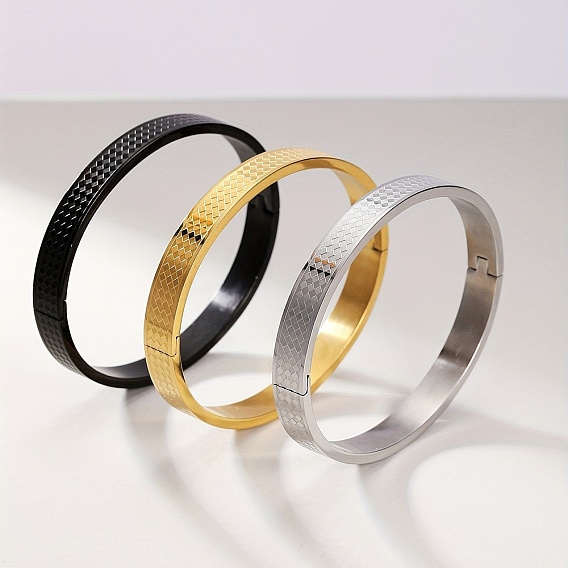 Европейско-американские 201 браслеты из нержавеющей стали с шарнирным креплением для мужчин и женщин, ромб узор с