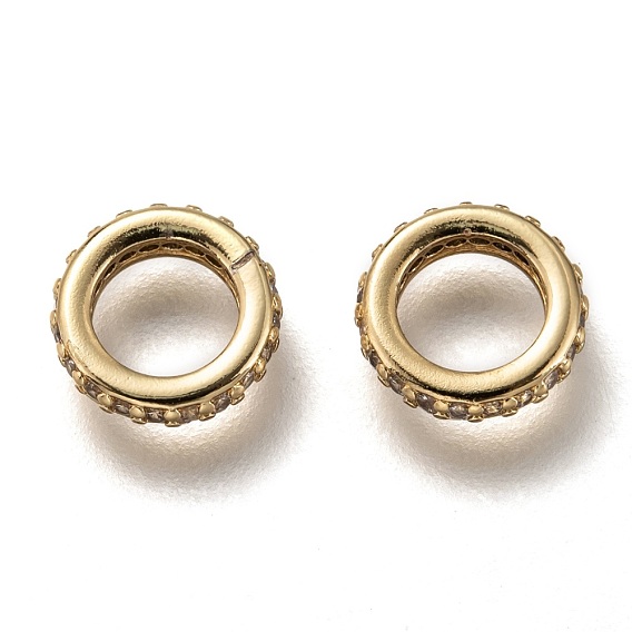 Соединительные кольца из латуни с микропейвом и прозрачным кубическим цирконием, круглые кольца