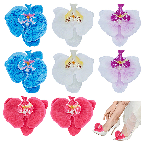 8шт 4 стили железный зажим для обуви, с шелковой тканью искусственный цветок фаленопсис