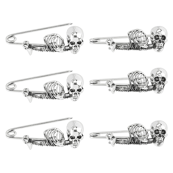 6 шт. брошь из цинкового сплава в виде скелета на Хэллоуин, для рюкзака с одеждой