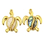 Natural Shell Pendants, Sea Turtle Charms with Ion Plating(IP) 304 Stainless Steel Findings, Real 18K Gold Plated