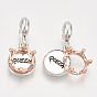 Alloy European Dangle Charms,  Large Hole Pendants, Crown and Flat Round with Word Queen