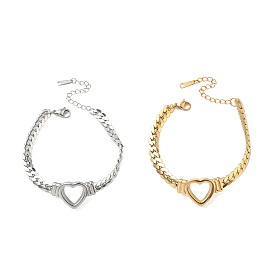 304 из нержавеющей стали сердце ссылка браслеты, браслеты-цепочки «Панцер» для женщин