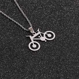 Hip Hop Titanium Steel Bicycle Pendant Necklace for Men