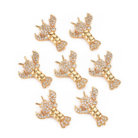 Rack Plating Brass Micro Pave Clear Cubic Zirconia Pendants, Long-Lasting Plated, Cadmium Free & Lead Free, Lobster