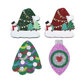 Christmas Theme Acrylic Pendants, with Giltter Power