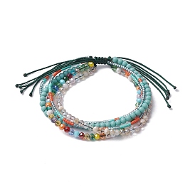 Glass Beaded Multi-strand Bracelets, with Nylon Cords