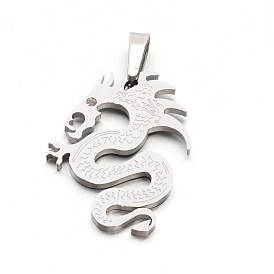 304 из нержавеющей стали горный дракон подвески мужские, 40.5x32x2.5 мм, отверстие : 4x11 мм