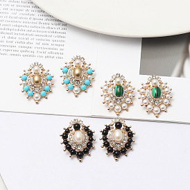Exquisite Vintage Pearl and Gemstone Earrings with Royal Court Style - Fashionable and High-Quality Jewelry for Women