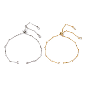 2Pcs 2 Colors Brass Slider Bracelet Makings, with Bar Link Chain and Slider Beads