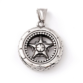 Tibetan Style 304 Stainless Steel Pendants, Wheel