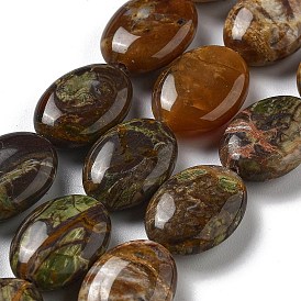 Brins de perles de pierre de richesse naturelle, Ovale Plat
