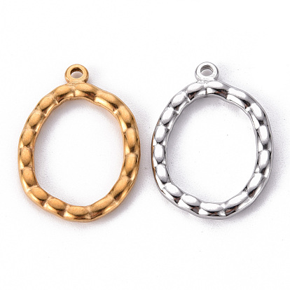 304 Stainless Steel Open Back Bezel Pendants, For DIY UV Resin, Epoxy Resin, Pressed Flower Jewelry, Oval