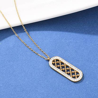 Овальный кулон из полимерной глины с кристаллами и стразами 304 Женские ожерелья из нержавеющей стали, ионное покрытие (ip)