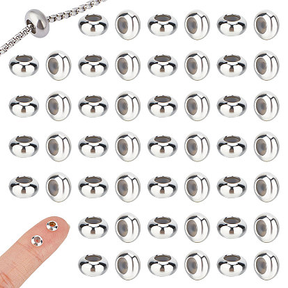 50 латунные бусины шт., с резиной внутри, ползунки, долговечный, рондель