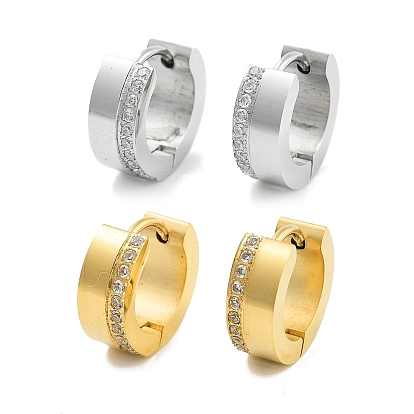 304 серьги-кольца из нержавеющей стали с микропаве и прозрачным кубическим цирконием для женщин, с 316 штифтов из нержавеющей стали
