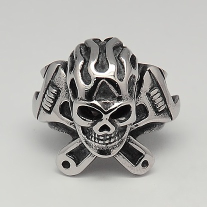 304 Stainless Steel Pirate Style Skull Wide Rings