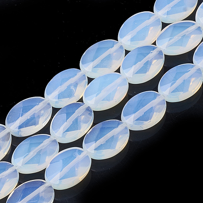 Perles opalite brins, facette, ovale