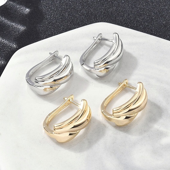 Прямоугольные серьги-кольца из латуни