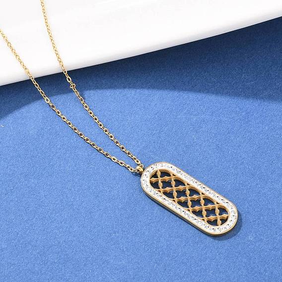 Овальный кулон из полимерной глины с кристаллами и стразами 304 Женские ожерелья из нержавеющей стали, ионное покрытие (ip)