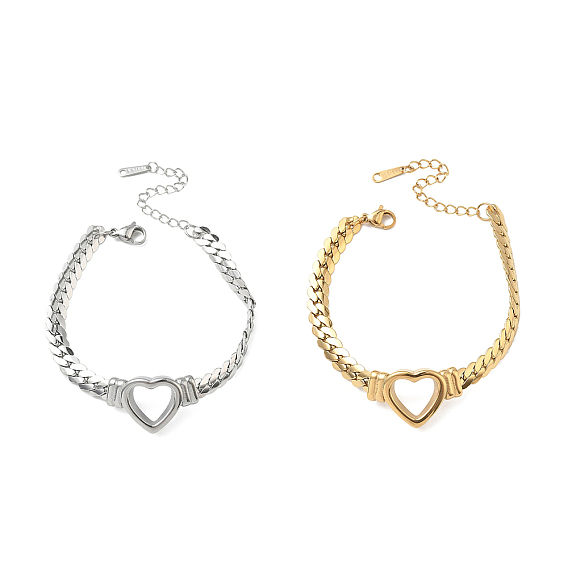 304 из нержавеющей стали сердце ссылка браслеты, браслеты-цепочки «Панцер» для женщин