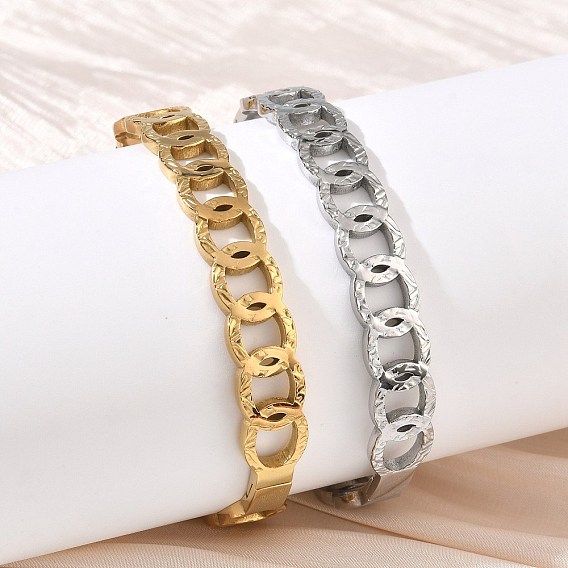304 Stainless Steel Ring Link Chain Hinged Cuff Bangles